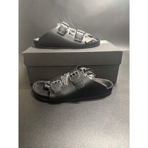 The Kooples NEW Slides Sandals Buckle‎ Accents Black FR 41/U10
